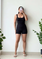 Size XS-S, Black Sleeveless Playsuit - Closet by Payal
