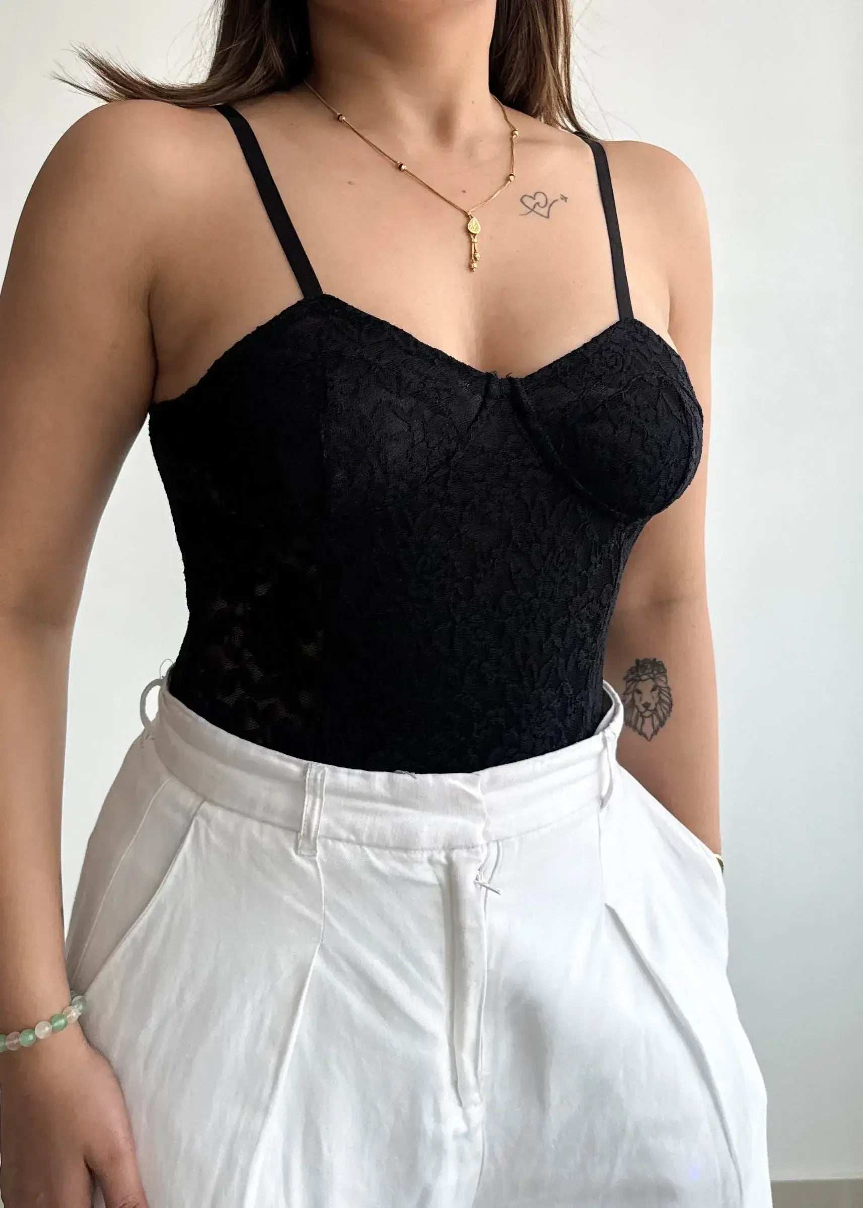 SIZE XS-S, Solid Mesh with Lining BodySuit - Closet by Payal