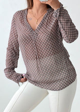 Size XS-S Taupe Printed Wrap Blouse