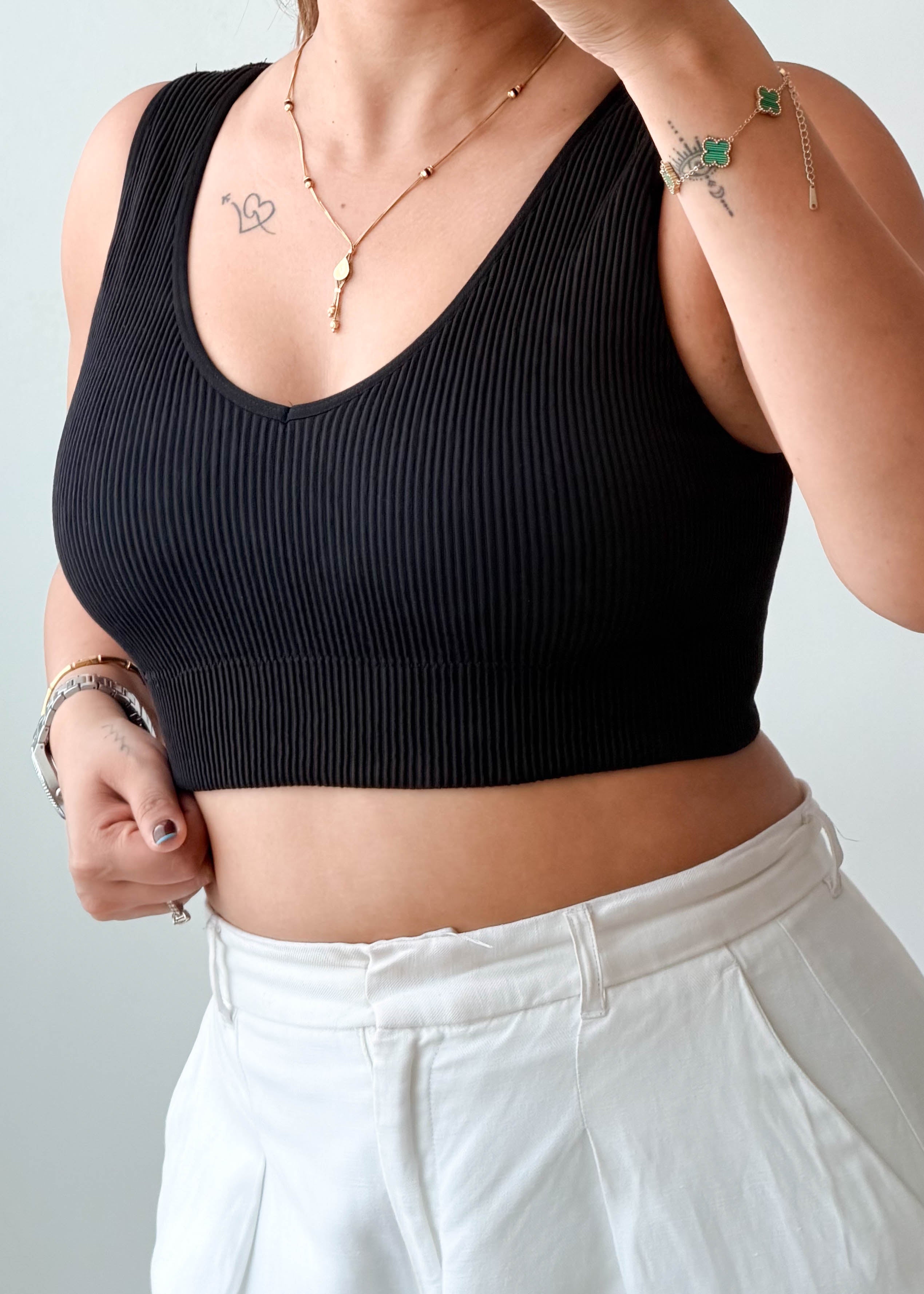 Size XL Black Ribbed Crop Top