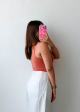 Size M Terracotta High Neck Sleeveless Bodysuit