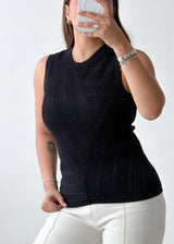 Size S-M Black Textured Knit Tank Top