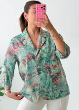 Size M-L Mint Floral Shirt
