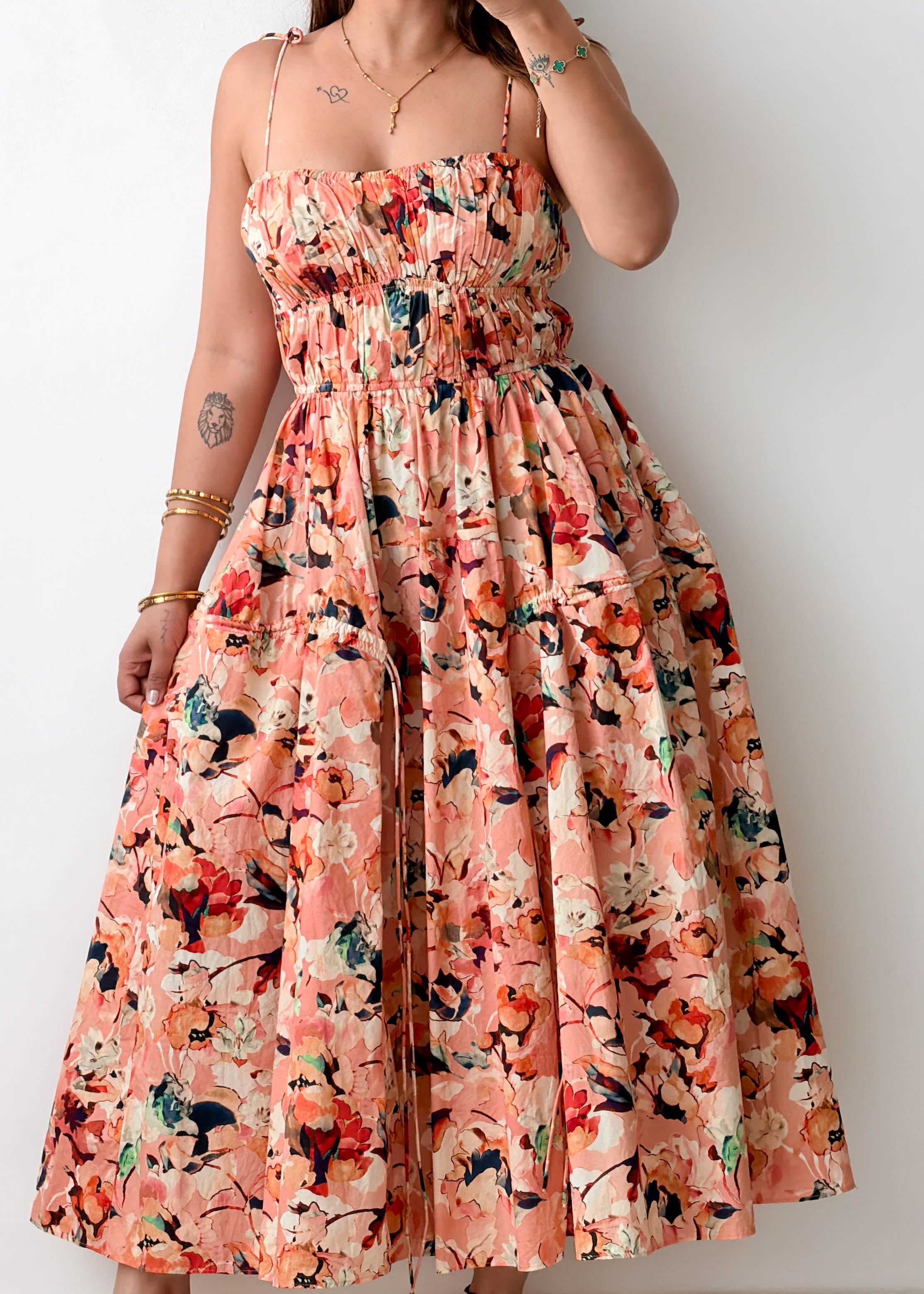 Size XS-S Peach Floral Maxi Dress