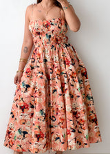 Size XS-S Peach Floral Maxi Dress