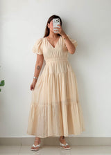Size S-M Cream Tiered Maxi Dress