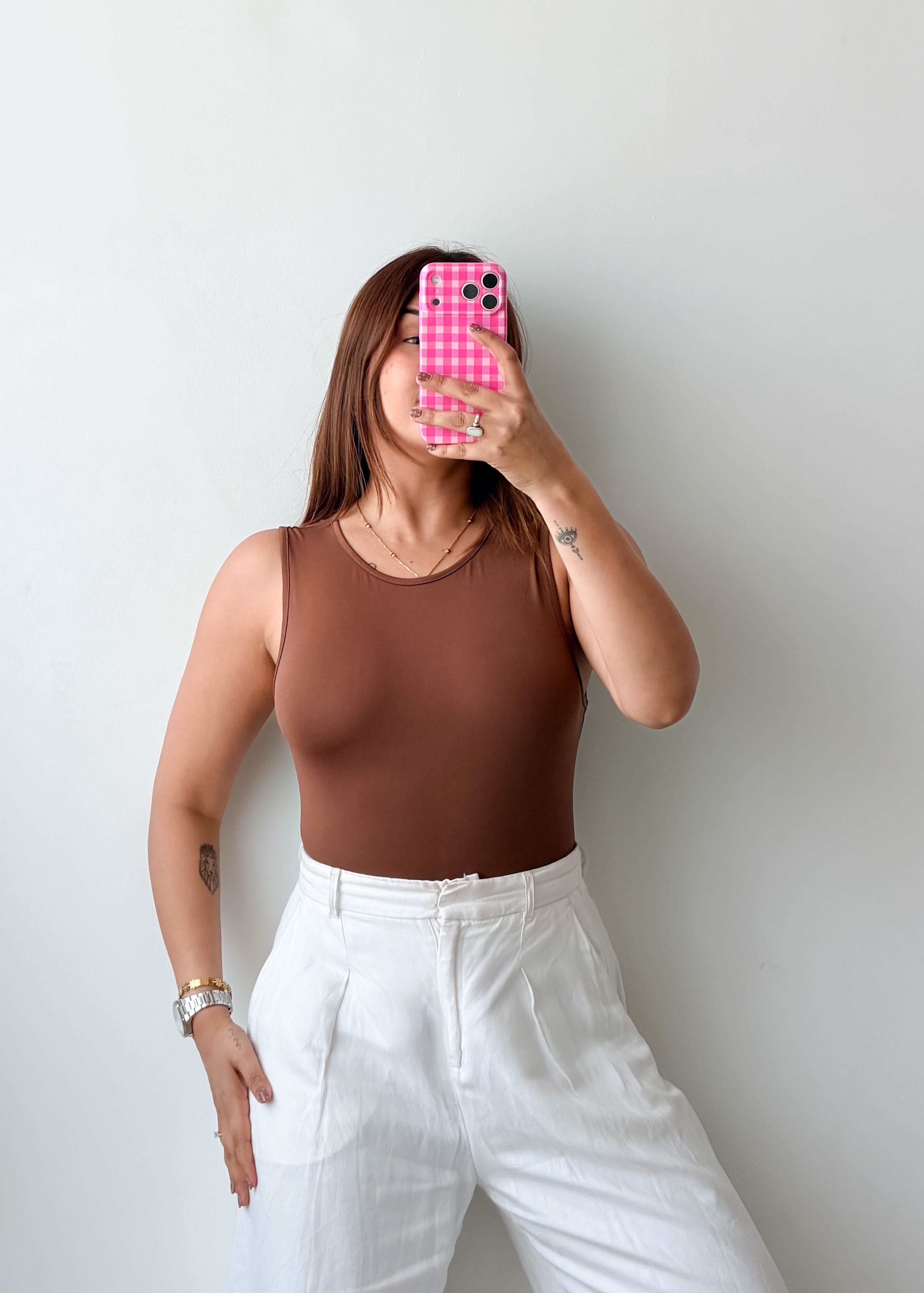 Size S-M Cocoa Brown High Neck Bodysuit