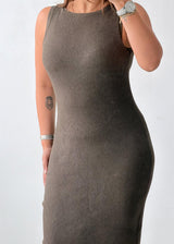 Size XS-S Olive Ribbed Knit Midi Dress
