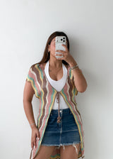 Size S-M Multicolor Crochet Tie Vest Top
