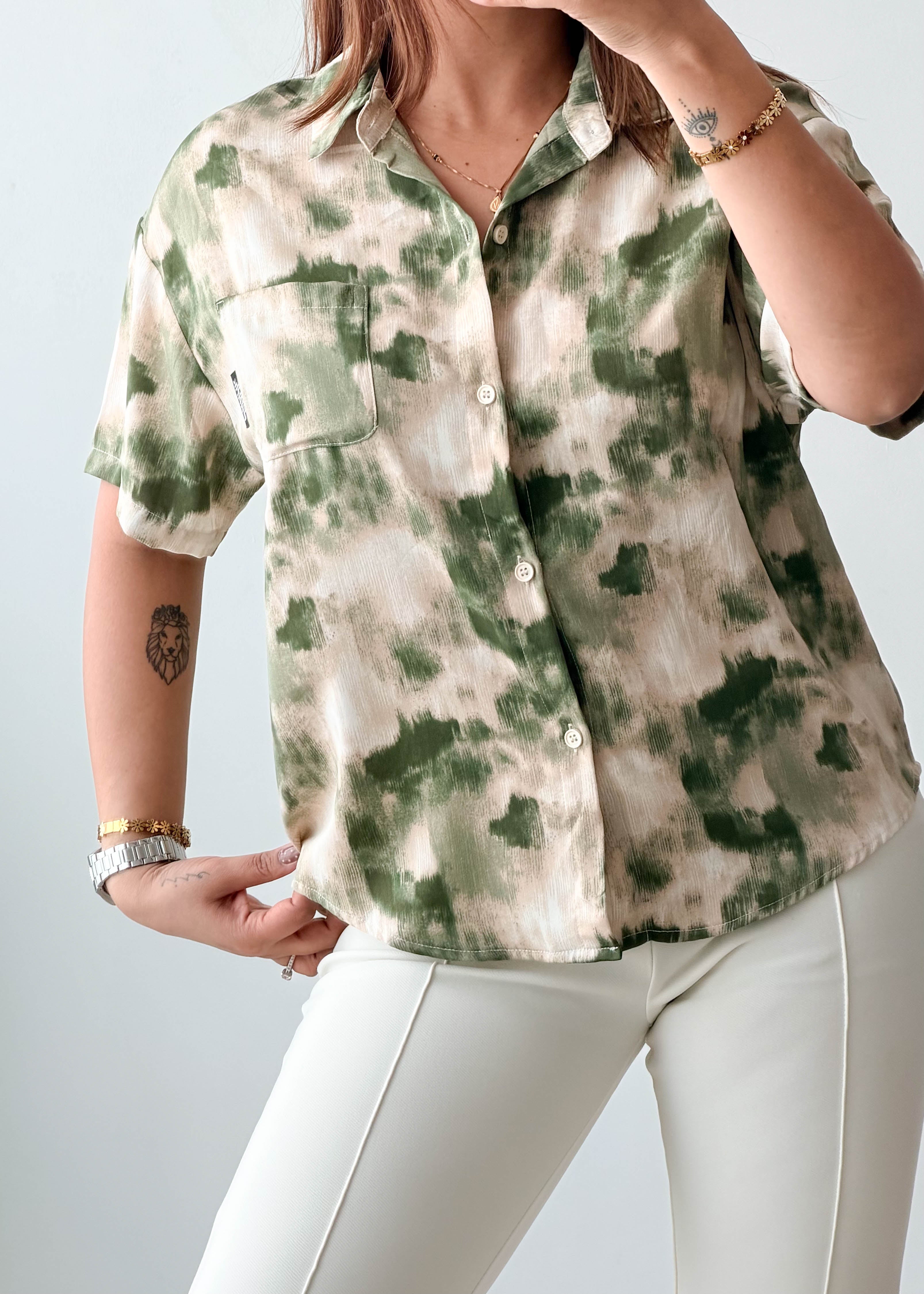 Size S-M Green Tie-Dye Shirt Top