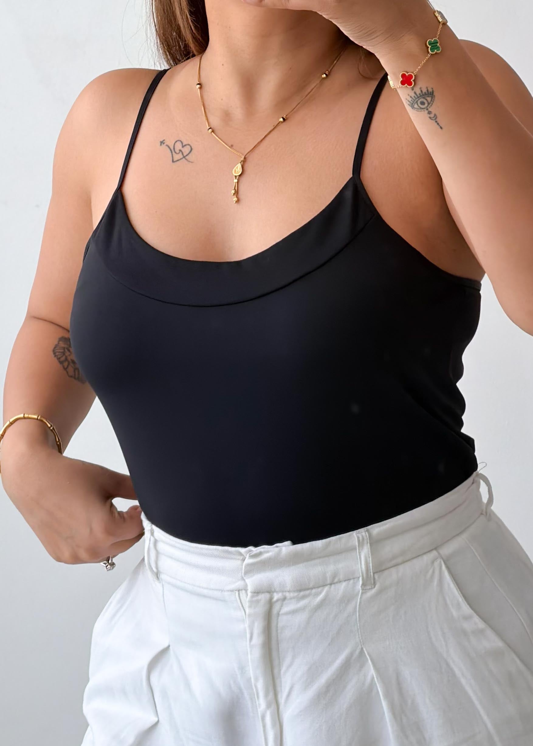 Size L-XL Black Basic Cami Top