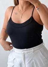 Size L-XL Black Basic Cami Top
