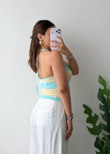 Size M-L, Pastel Striped Halter Top