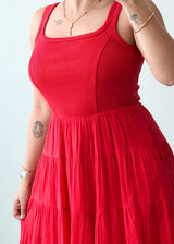 Size XS-S & L-XL Red Tiered Maxi Dress