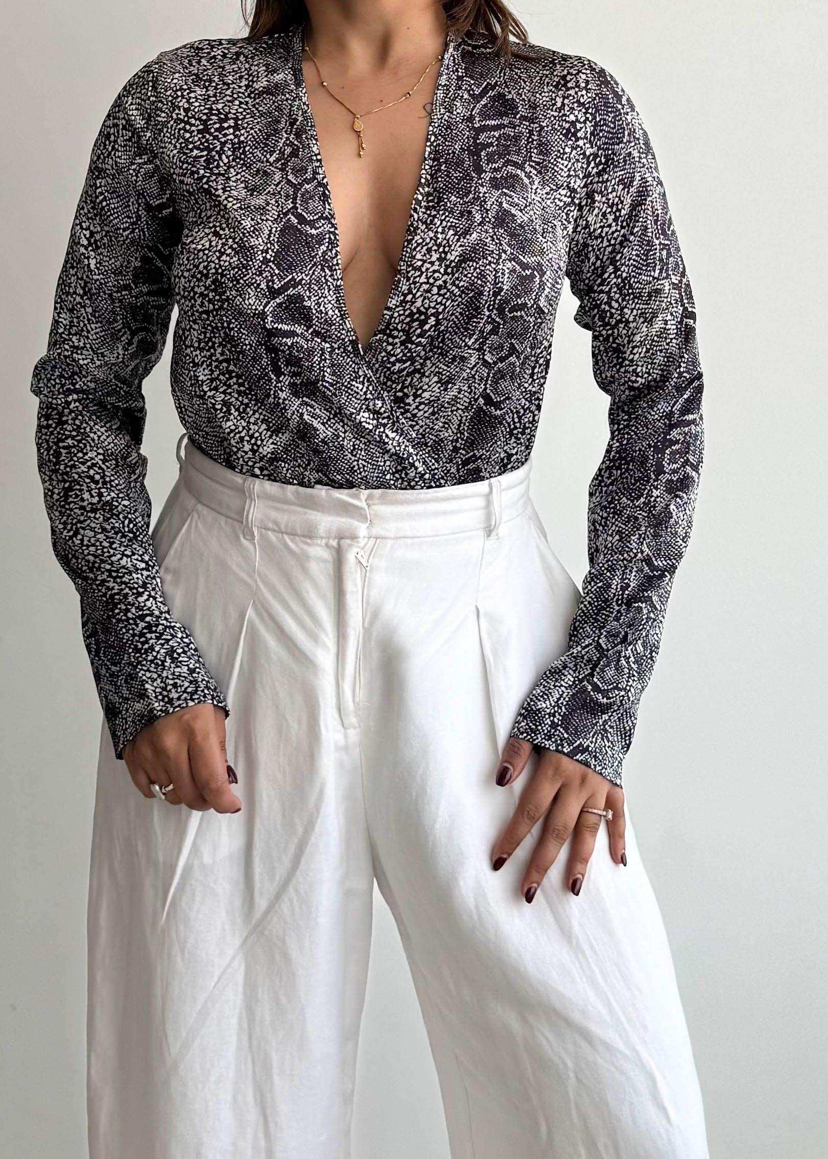 SIZE XS-S, Printed Satin BodySuit - Closet by Payal