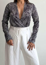 SIZE XS-S, Printed Satin BodySuit - Closet by Payal
