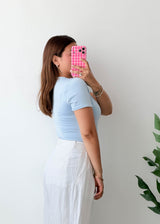 Size L Powder Blue Crew Neck Bodysuit