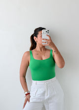 Size XS Bright Green Square Neck Bodysuit