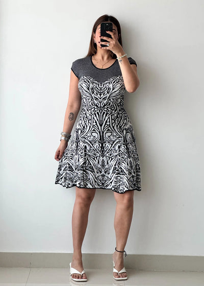 SIZE S-M, Ribbed Printed Mini Dress - Closet by Payal