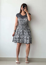 SIZE S-M, Ribbed Printed Mini Dress - Closet by Payal