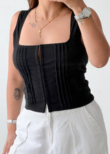 Size L-XL Black Structured Corset Top