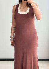 SIZE M-L, Brown Straight Fit Dress - Closet by Payal
