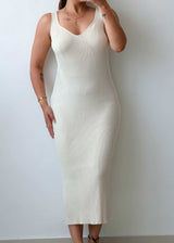Size S-M Cream Ribbed Maxi Dress