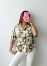 Size S-M Green Tie-Dye Shirt Top