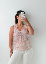 Size XS-S Pink Floral Ruffle Tank Top