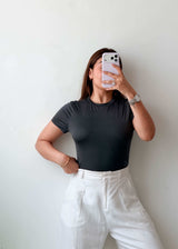 Size M Charcoal Crew Neck Bodysuit
