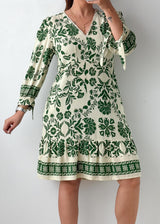 Size S & M Green Floral Printed Mini Dress