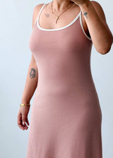Size M-L Blush Pink Ribbed Midi Dress