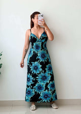 Size S-M Blue Floral Maxi Dress