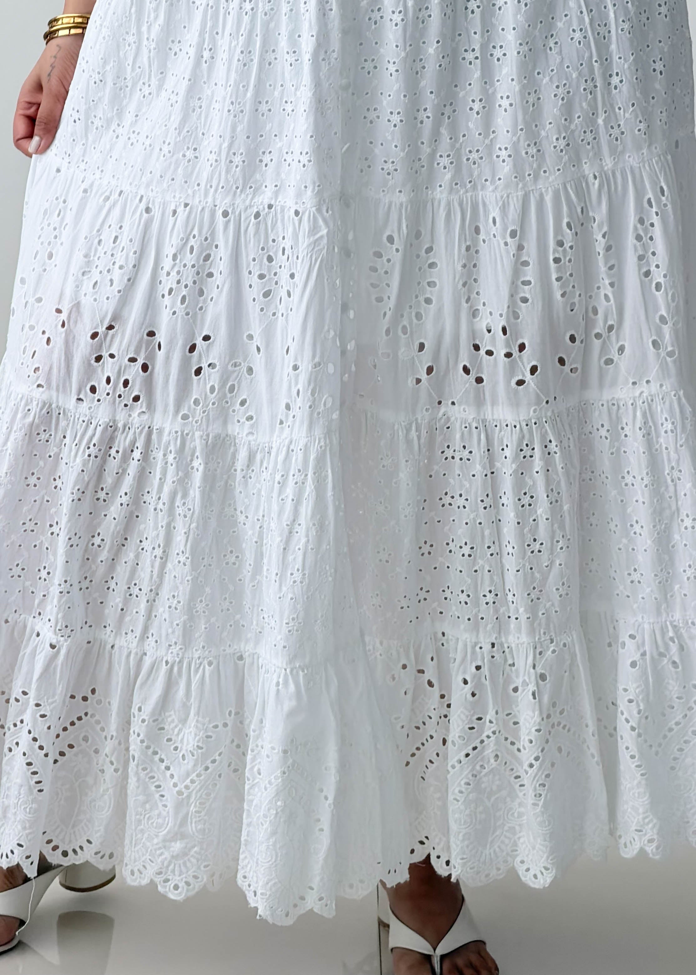 Size L-XL White Eyelet Maxi Dress