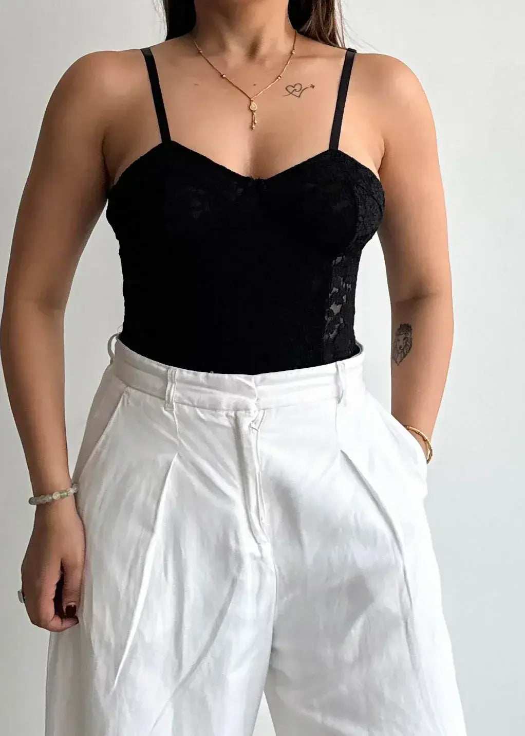 SIZE XS-S, Solid Mesh with Lining BodySuit - Closet by Payal