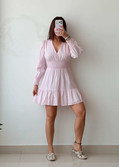 pink smocked mini dress Size XS-S Blush Pink Smocked Mini Dress – Closet by Payal