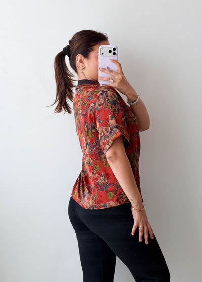 XS-S Red Floral Printed Top