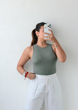 Size S Sage High Neck Sleeveless Bodysuit