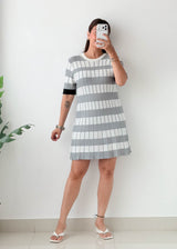 Size M-L Grey Check Knit Mini Dress