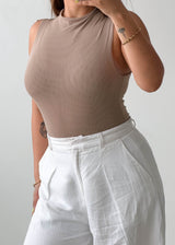 Size S-M Taupe High Neck Bodysuit