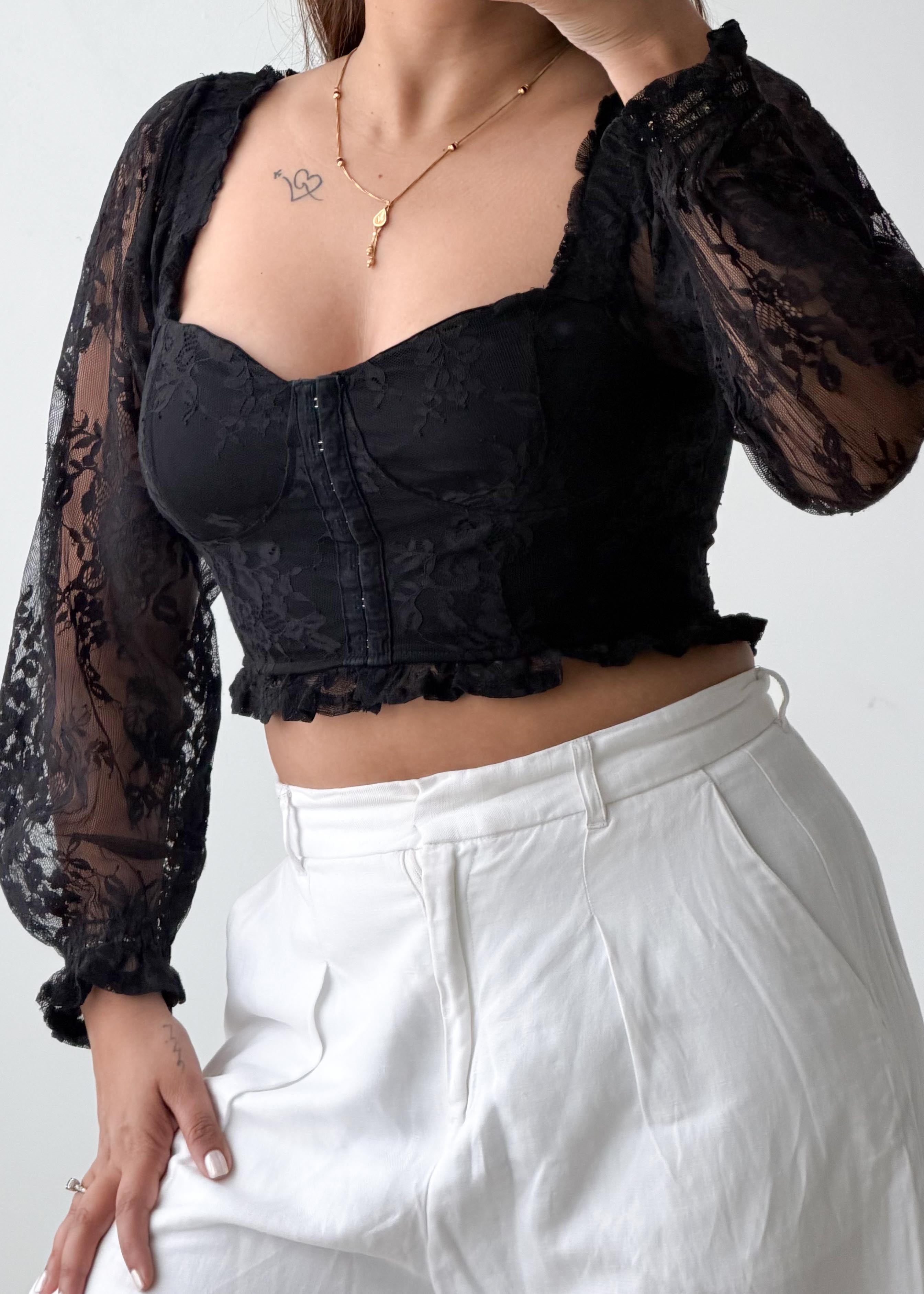 Size S-M Black Lace Corset Top