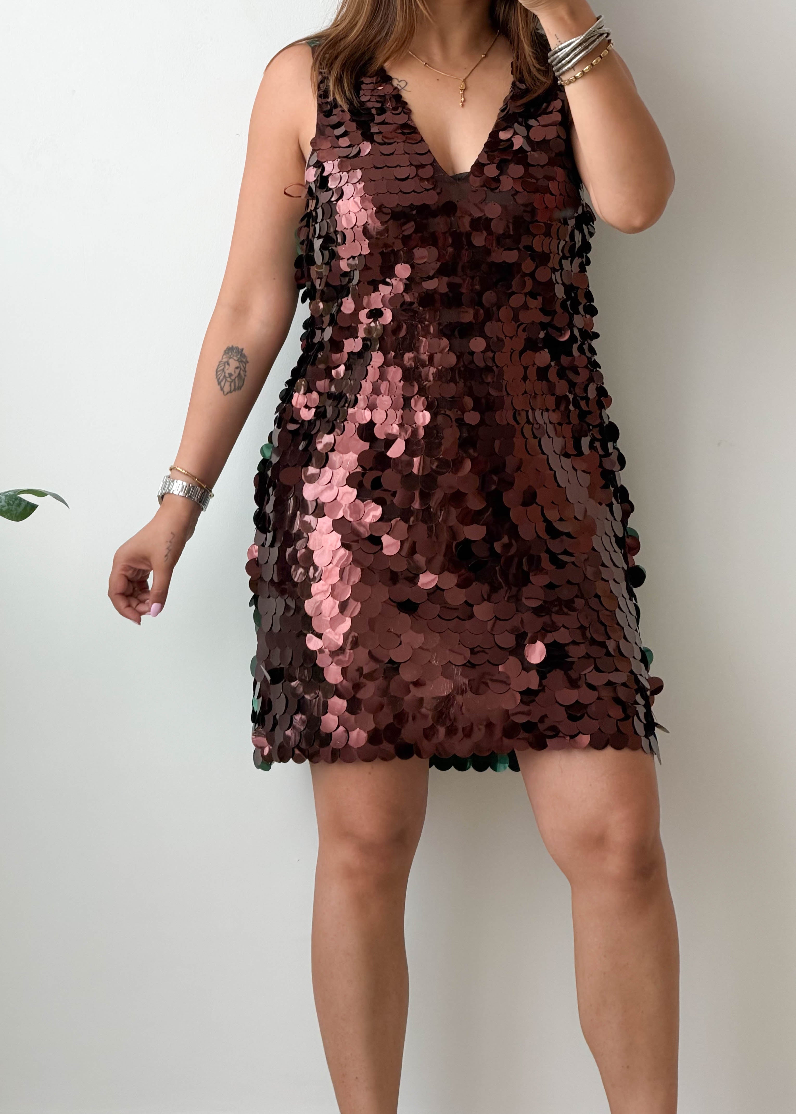 Size M Rose Gold Sequin Party Dress
