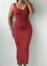 Size S-M Rust Ribbed Maxi Dress