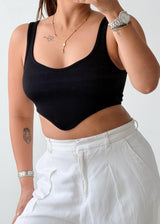 Size XS-S Black Curved Hem Knit Top