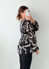 Size M-L Black Abstract Print Top