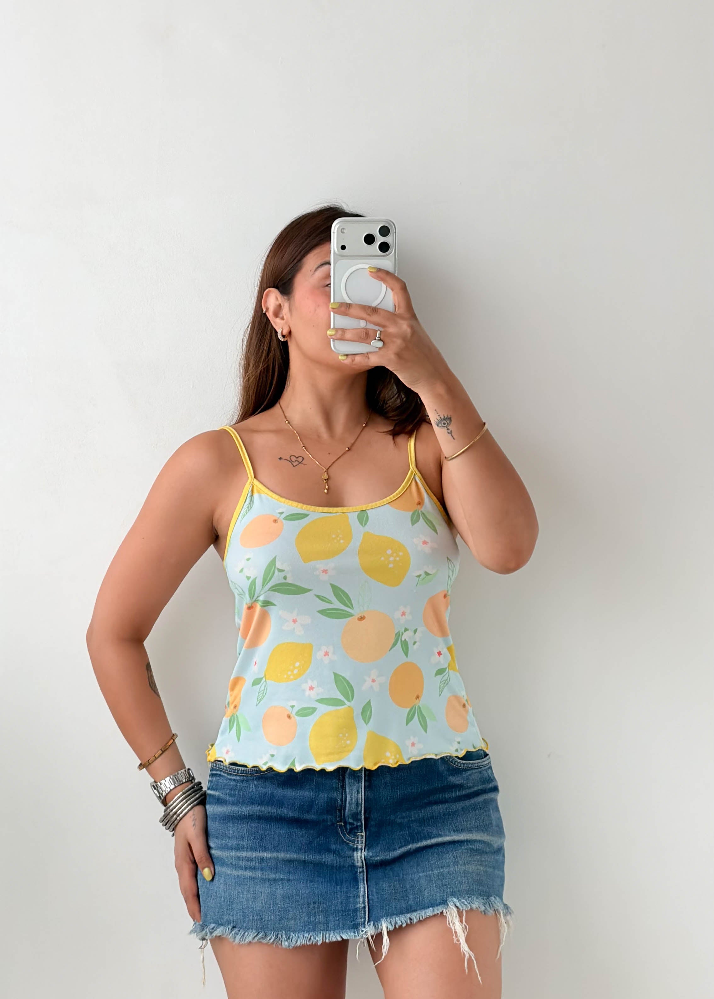 Size S-M Lemon Print Cami Top