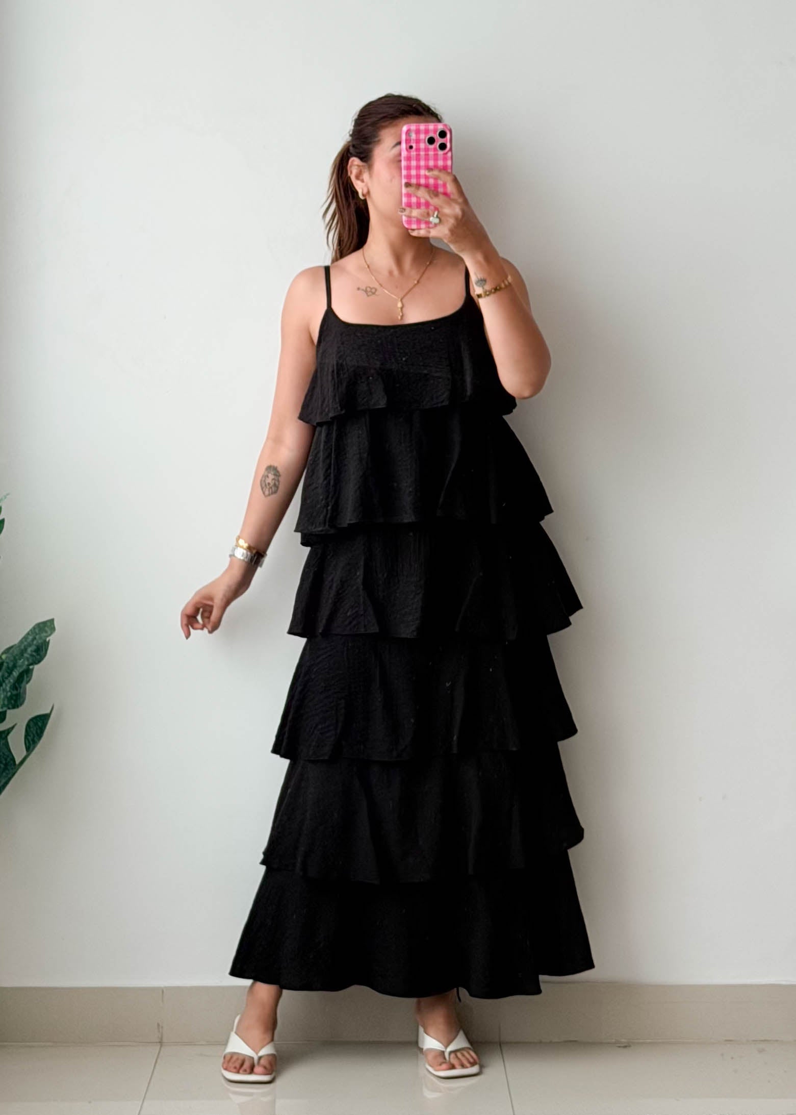 Size XS-S Black Tiered Maxi Dress