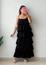 Size XS-S Black Tiered Maxi Dress