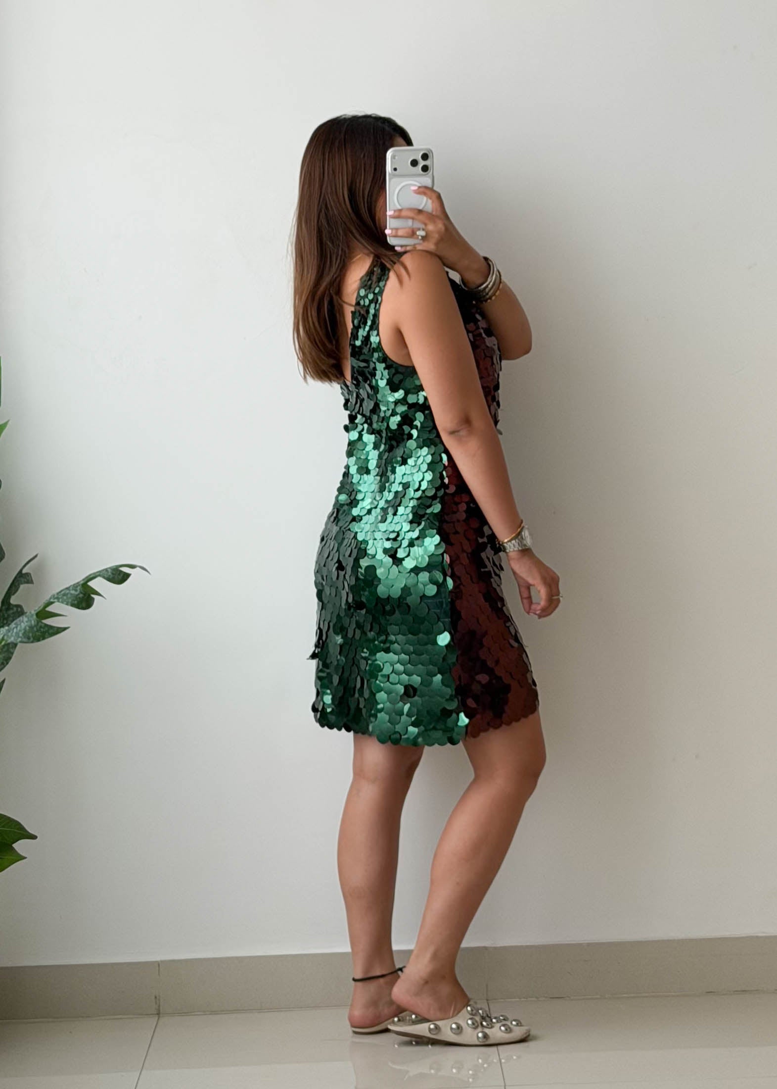 Size M Rose Gold Sequin Party Dress