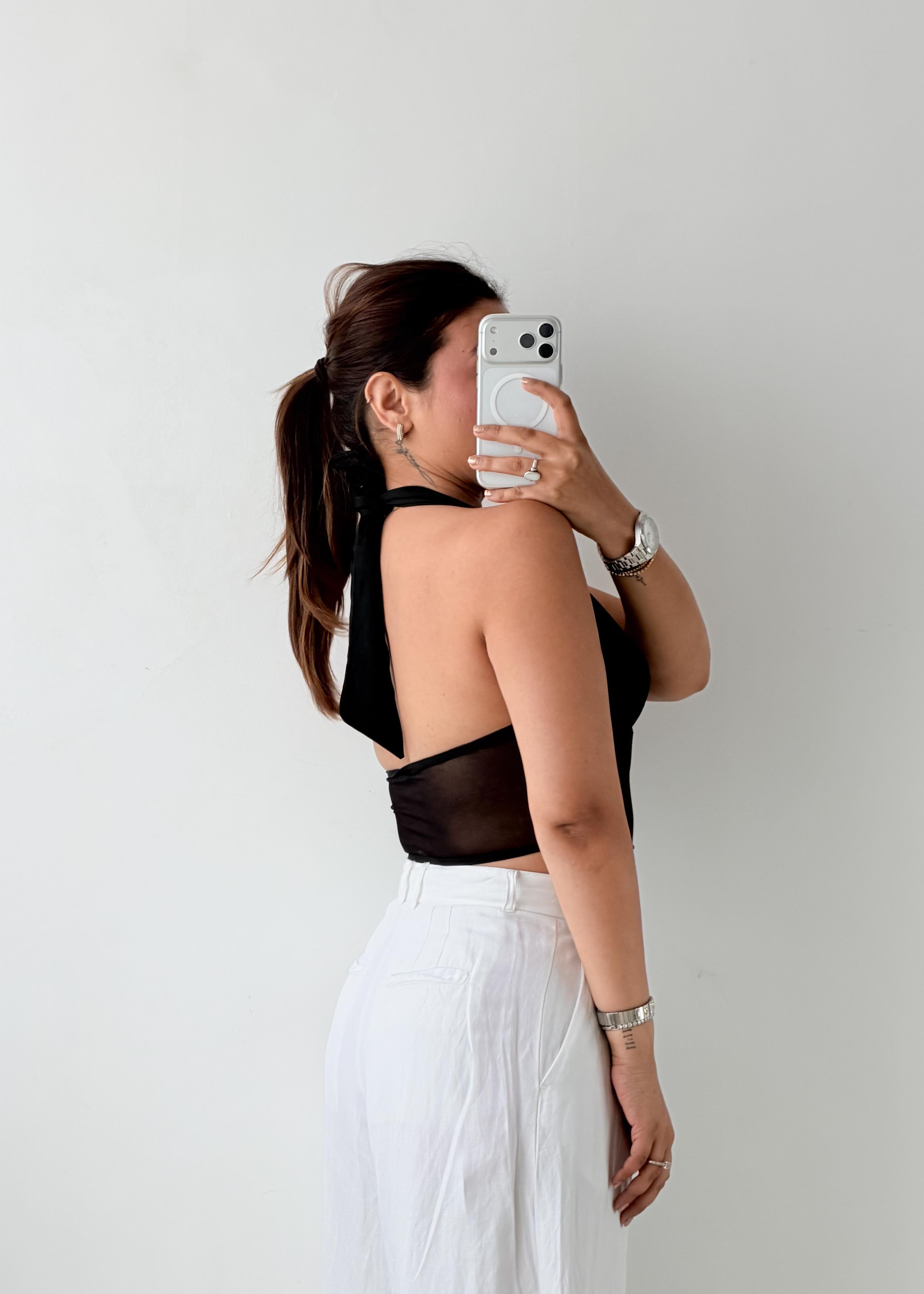 Size XS-S Black Sheer Corset Top